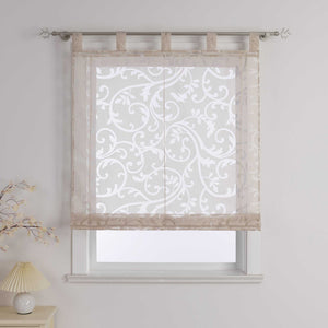 Transparente Schlaufengardine mit Blumenmuster Café Fenstergardine Raffrollos 1 Stück - Joyswahl