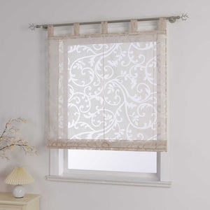 Transparente Schlaufengardine mit Blumenmuster Café Fenstergardine Raffrollos 1 Stück - Joyswahl