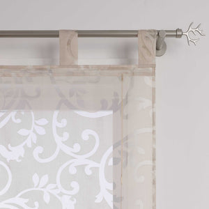 Transparente Schlaufengardine mit Blumenmuster Café Fenstergardine Raffrollos 1 Stück - Joyswahl