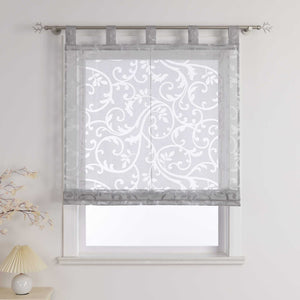 Transparente Schlaufengardine mit Blumenmuster Café Fenstergardine Raffrollos 1 Stück - Joyswahl
