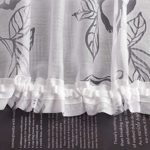 Vorhang mit Kräuselband Voile Gardine Ausbrenner mit Rosenmuster Fensterschal Transparent Weiß 1 Stück - Joyswahl
