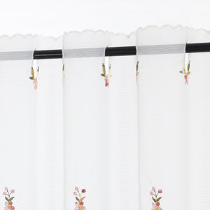 Scheibengardine mit gestickten Blumen und Blättern | Einzigartig handgefertigt - Joyswahl
