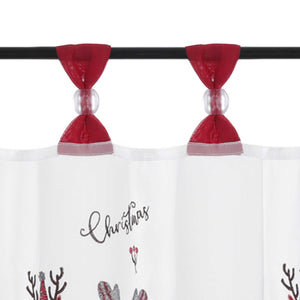 Scheibengardine Weihnachten Transparent mit rotem Rand und Weihnachts Stickerei - Joyswahl
