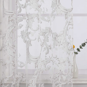 Eleganter Ösenschal mit Phönixblütenmuster | Transparente Voile Gardine für Schlafzimmer und Wohnzimmer - Joyswahl
