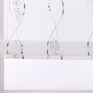 Raffrollo ohne Bohren Ösenrollo mit U Haken Bestickt Raffgardine Küche Gardinen mit Stickerei Transparent - Joyswahl