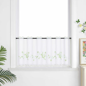 Farbige Stickerei Voile Scheibengardine Transparenter Café Vorhang Kurzstore mit Blüten-Stickerei - Joyswahl