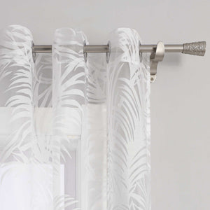 Voile Gardine in Ausbrenner mit Blätter Muster transparenter Vorhang Unifarbiges Schals Wohnzimmer Fensterschal 1 Stück - Joyswahl