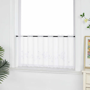 Farbige Stickerei Voile Scheibengardine Transparenter Café Vorhang Kurzstore mit Blüten-Stickerei - Joyswahl