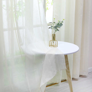 Vorhang 2er Set Voile Gardinen mit vertikalen Streifen Modern Transparent Schlafzimmer Wohnzimmer 2 Stück - Joyswahl