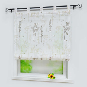 Raffrollo mit Schlaufen Voile Raffgardine Modern Küche Gardinen mit Laternenblume Muster Wohnzimmer Halbtransparent - Joyswahl