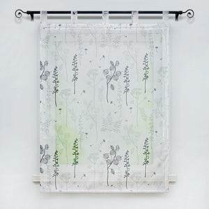 Raffrollo mit Schlaufen Voile Raffgardine Modern Küche Gardinen mit Laternenblume Muster Wohnzimmer Halbtransparent - Joyswahl