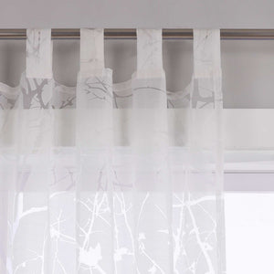 Transparente Vorhang mit Blumenmuster aus Polyester Lichtdurchlässig Wohnzimmer weiß 1 stück - Joyswahl