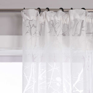 Transparente Vorhang mit Blumenmuster aus Polyester Lichtdurchlässig Wohnzimmer weiß 1 stück - Joyswahl