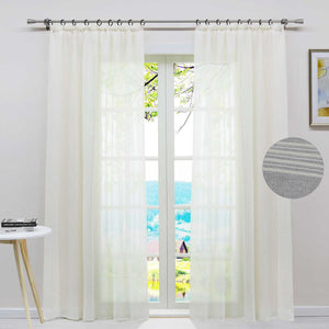 Vorhang 2er Set Voile Gardinen mit vertikalen Streifen Modern Transparent Schlafzimmer Wohnzimmer 2 Stück - Joyswahl