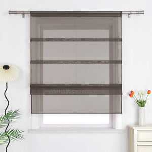 Raffrollo Voile Raffgardinen durch Tunnelzug Bändchenrollo Küche Gardinen Transparent Uni 1 Stück - Joyswahl