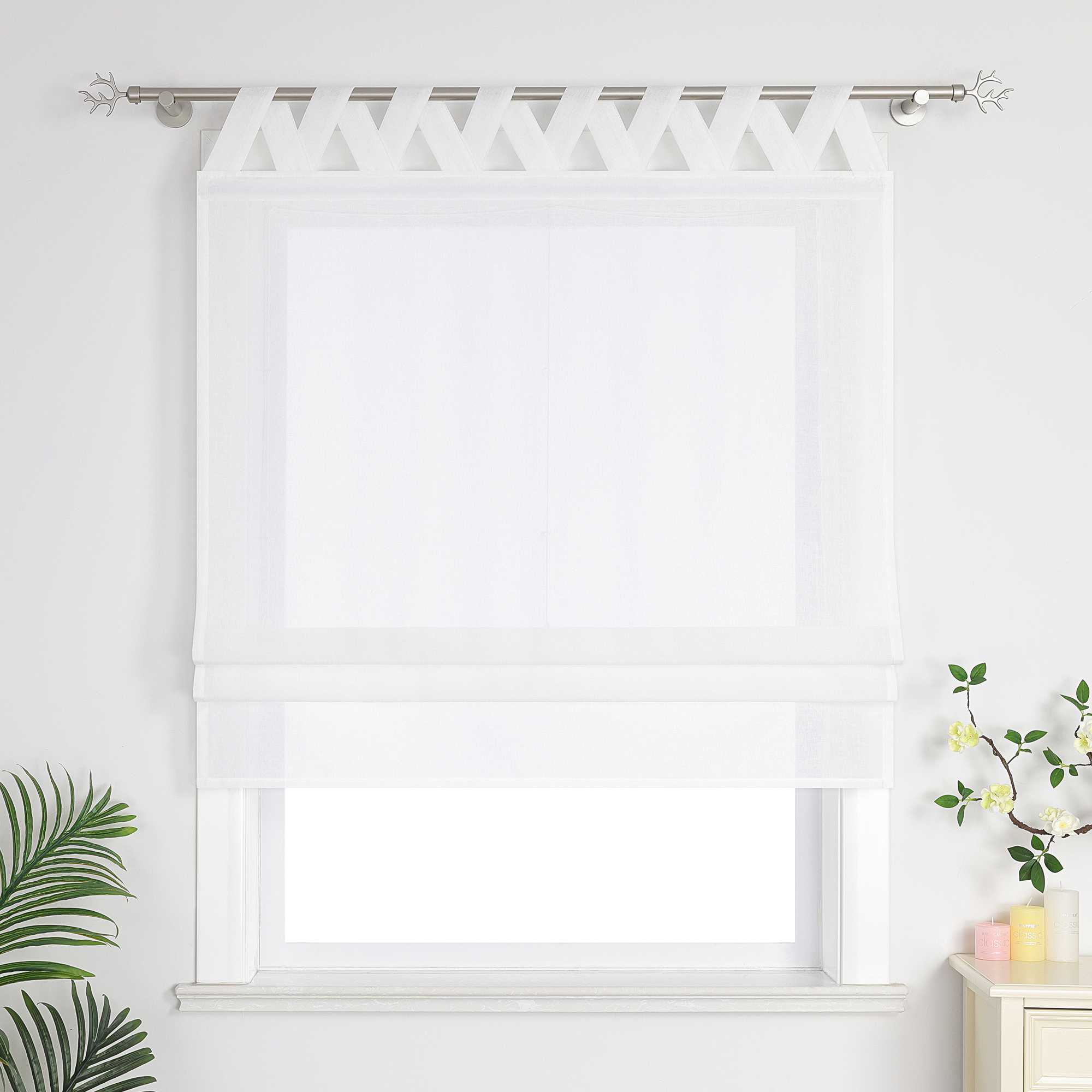 Delien Weiße Rollogardine mit Schlaufen | Eleganz und Funktionalität für jedes Fenster - Joyswahl