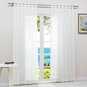 Vorhang 2er Set Voile Gardinen mit vertikalen Streifen Modern Transparent Schlafzimmer Wohnzimmer 2 Stück - Joyswahl