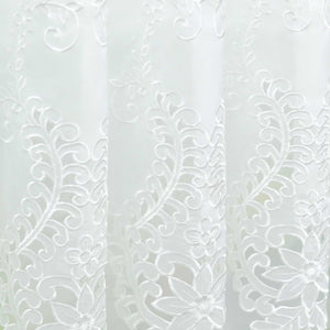 Scheibengardine Modern Bistrogardine durch Tunnelzug Halbtransparent Küche Kurzgardine Lasercut Blumenmuster - Joyswahl