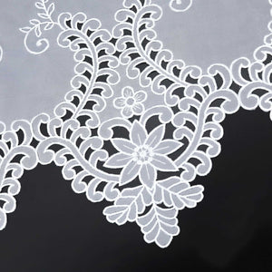Scheibengardine Modern Bistrogardine durch Tunnelzug Halbtransparent Küche Kurzgardine Lasercut Blumenmuster - Joyswahl