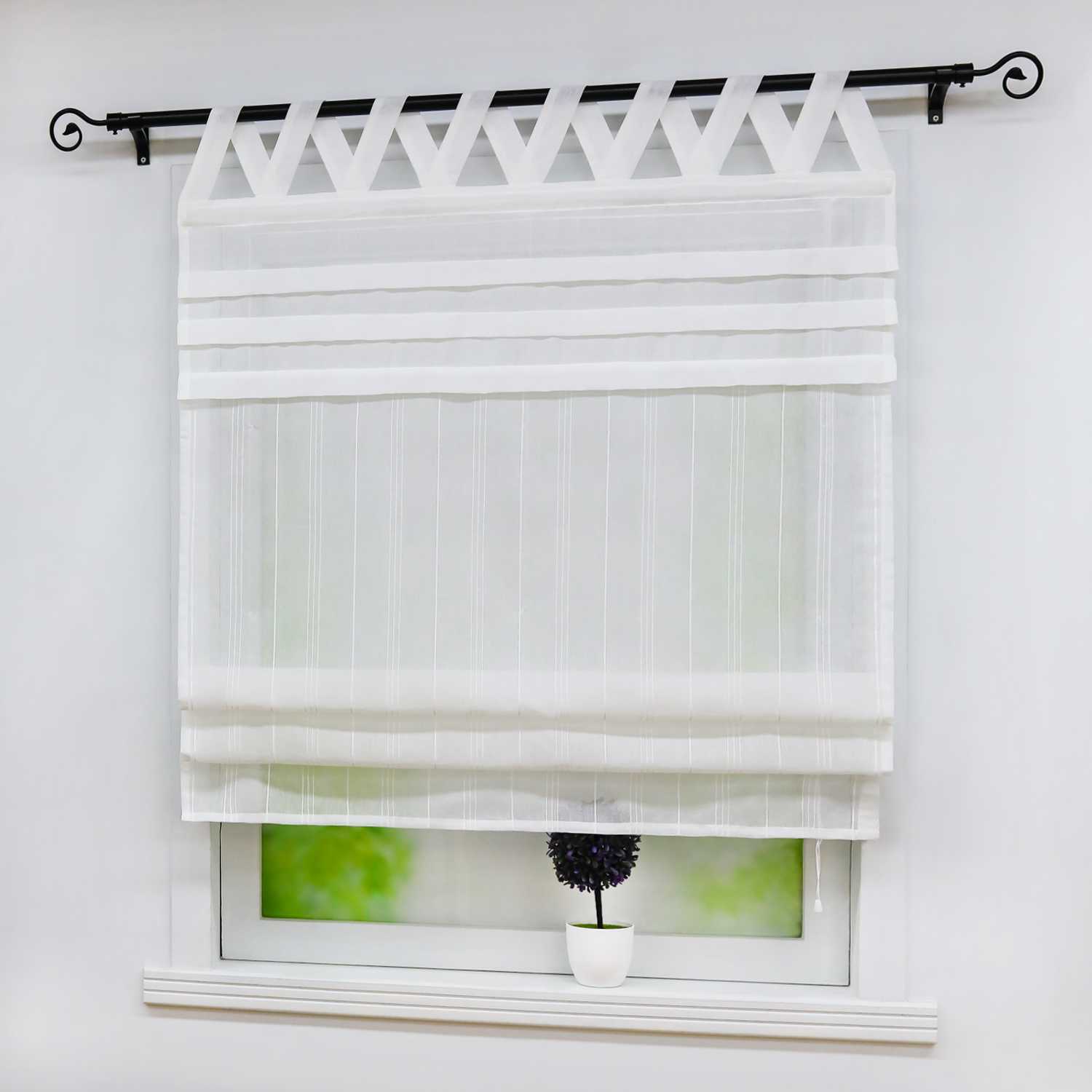 Delien Rollo klassisch weiß mit V-Schlaufen hochziehbar gardine - Joyswahl