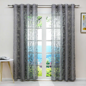 Eleganter transparenter Vorhang mit floralem Muster lichtdurchlässiger Fensterschal für Wohnzimmer 1 Stück - Joyswahl