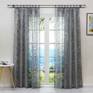 Eleganter transparenter Vorhang mit floralem Muster lichtdurchlässiger Fensterschal für Wohnzimmer 1 Stück - Joyswahl