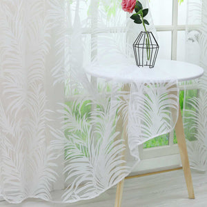 Voile Gardine in Ausbrenner mit Blätter Muster transparenter Vorhang Unifarbiges Schals Wohnzimmer Fensterschal 1 Stück - Joyswahl